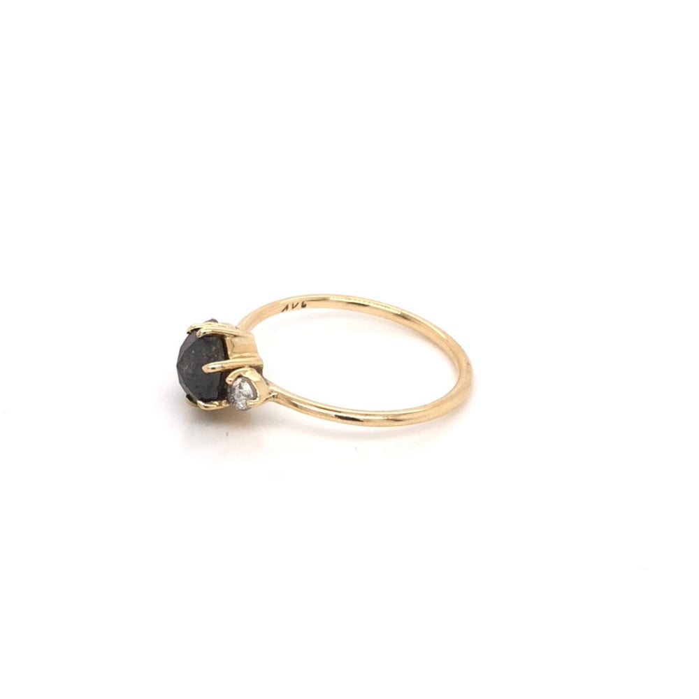 
                      
                        Hexagonal Salt and Pepper Diamond Ring with Side Salt and Pepper Diamonds
                      
                    