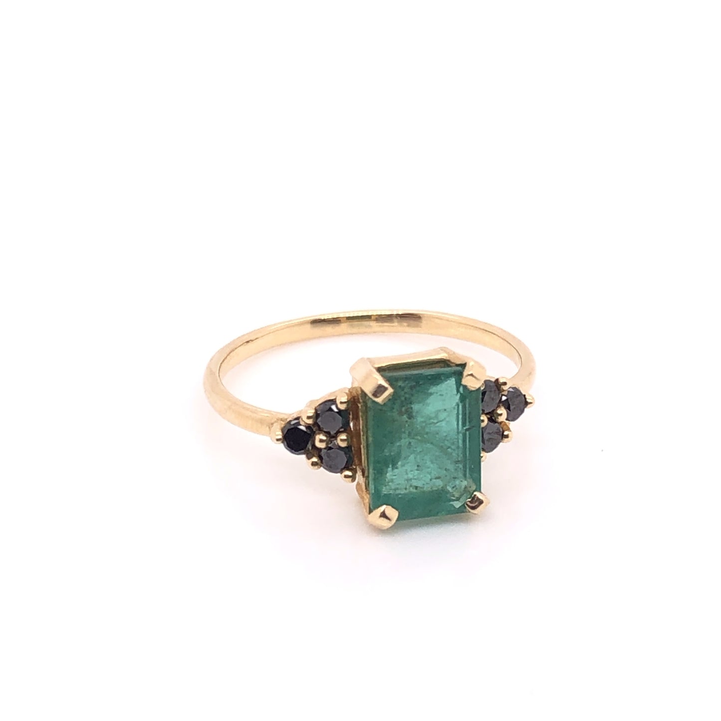 Emerald Ring with Black Diamonds (single piece)