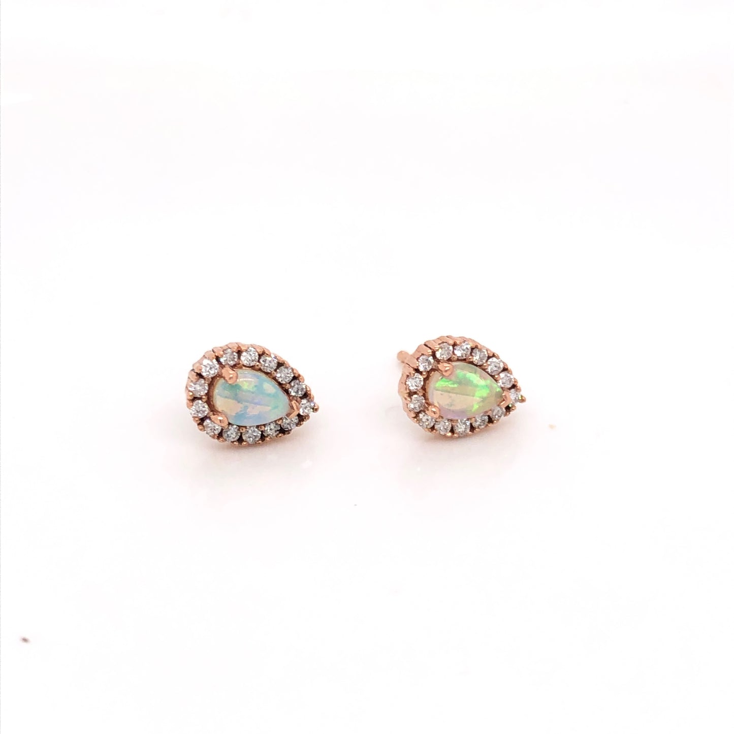 Opal Earrings with Diamond Halo