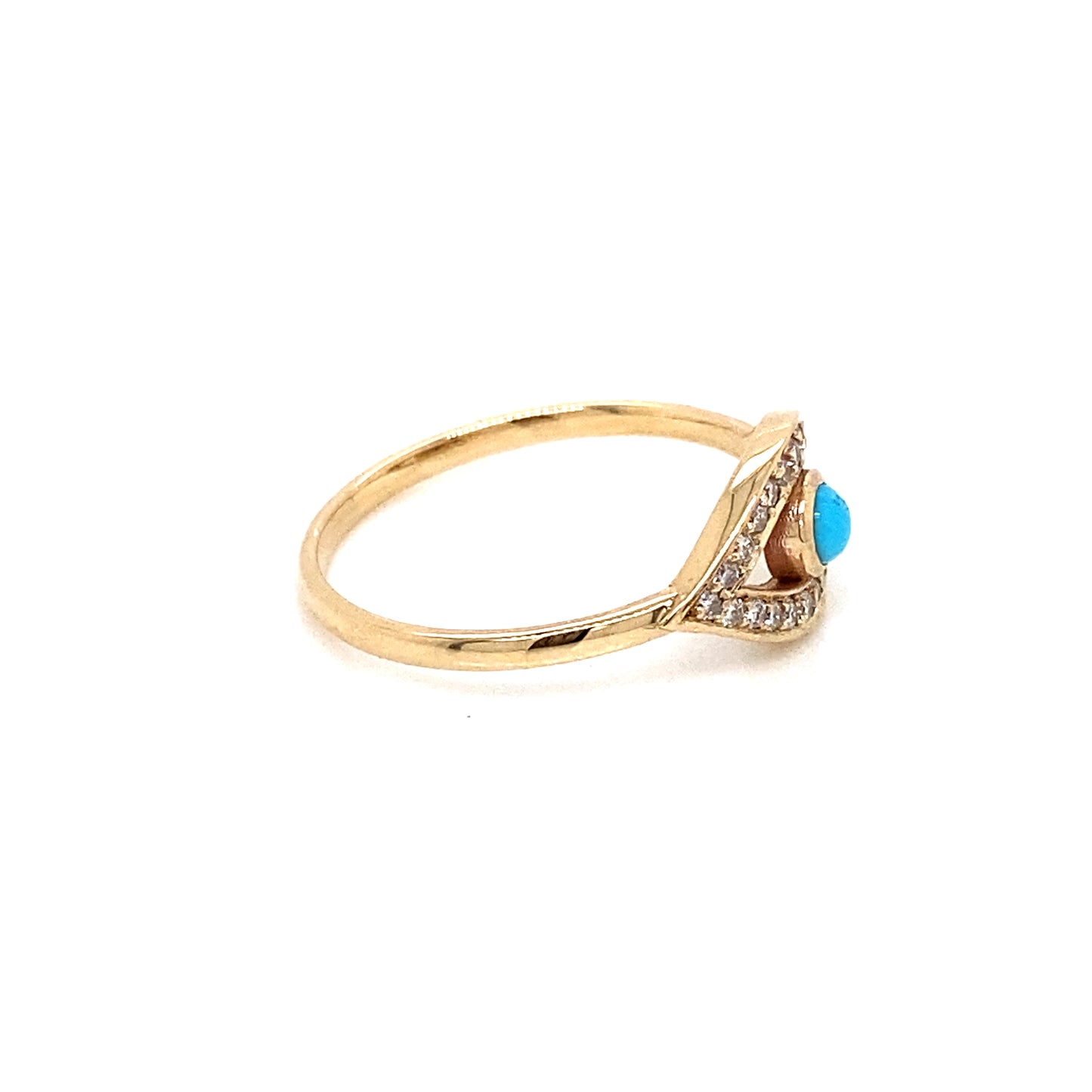 Eye Ring with Diamonds and Turquoise