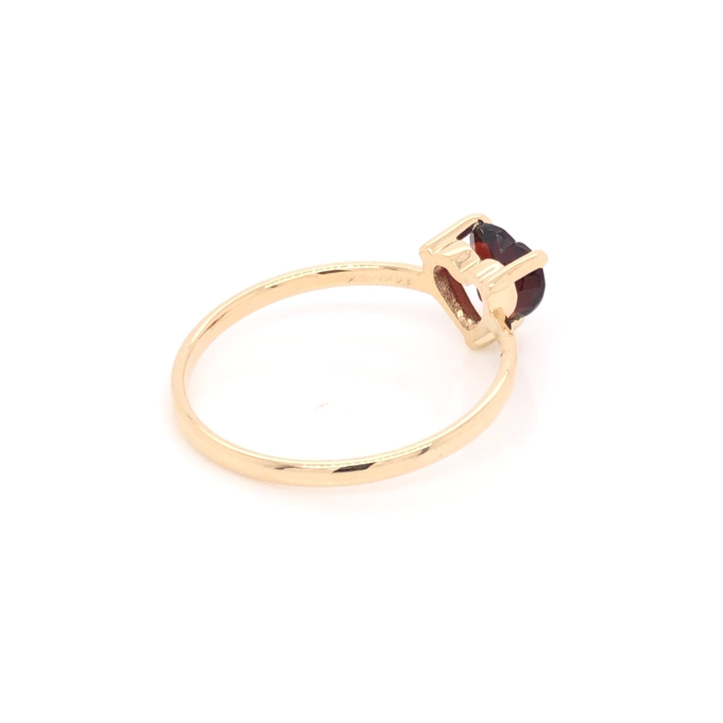 IMMEDIATE DELIVERY / Garnet Heart Ring / 14k Yellow Gold / Size 5.5