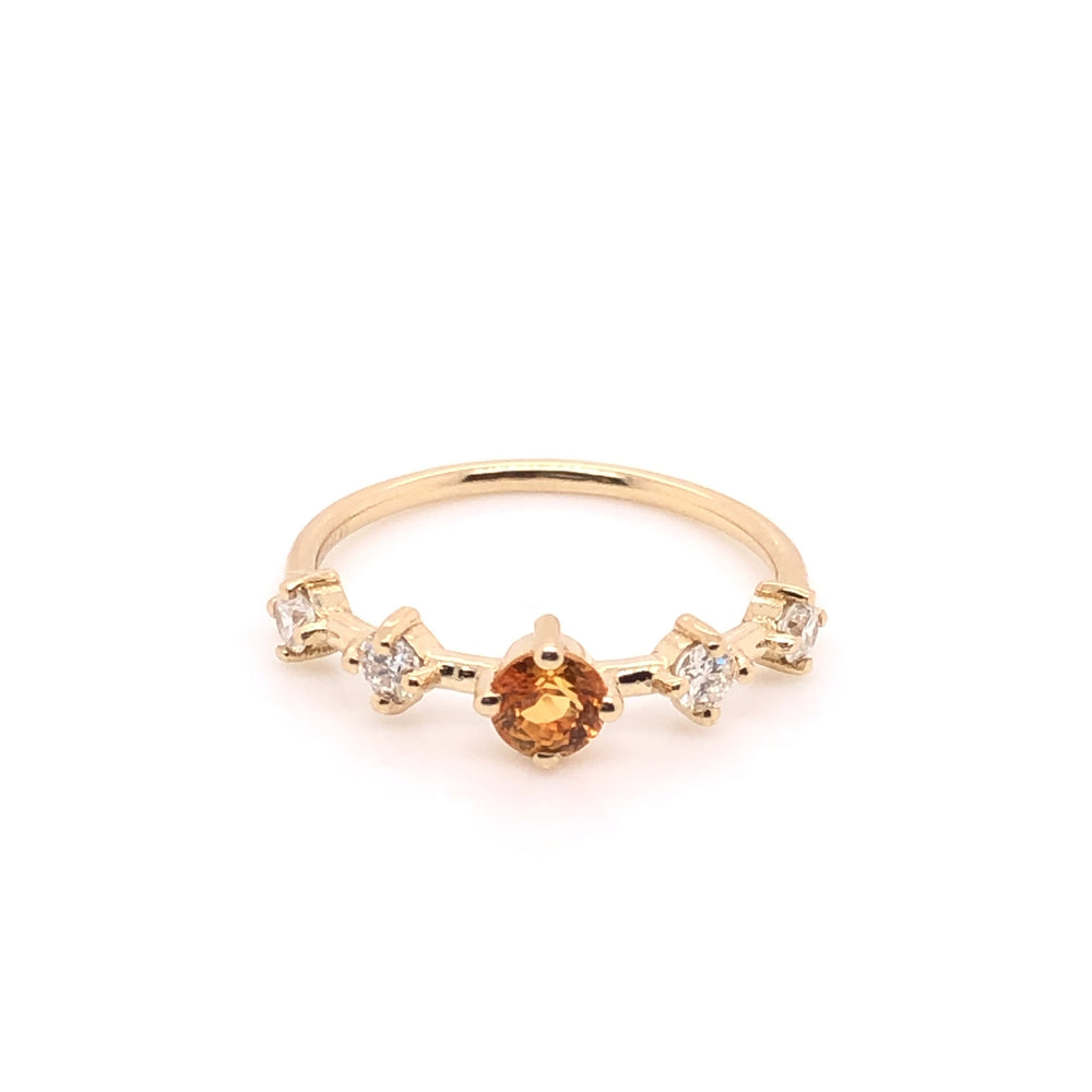 Yellow Sapphire Ring with Spaced Diamonds (single piece)