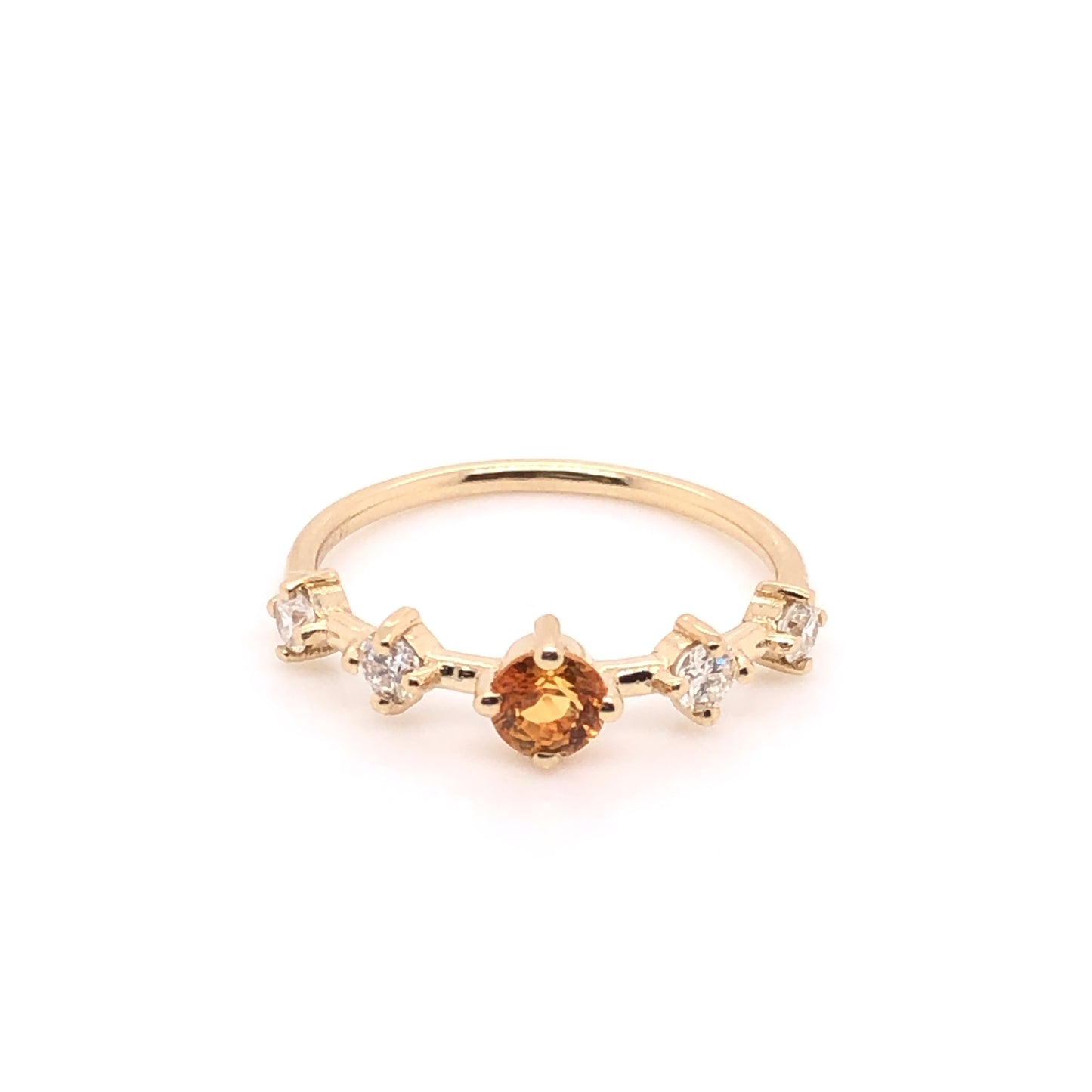 Yellow Sapphire Ring with Spaced Diamonds (single piece)