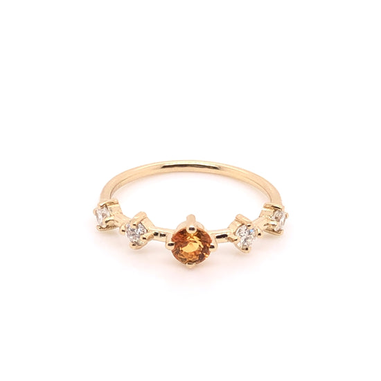 Yellow Sapphire Ring with Spaced Diamonds (single piece)