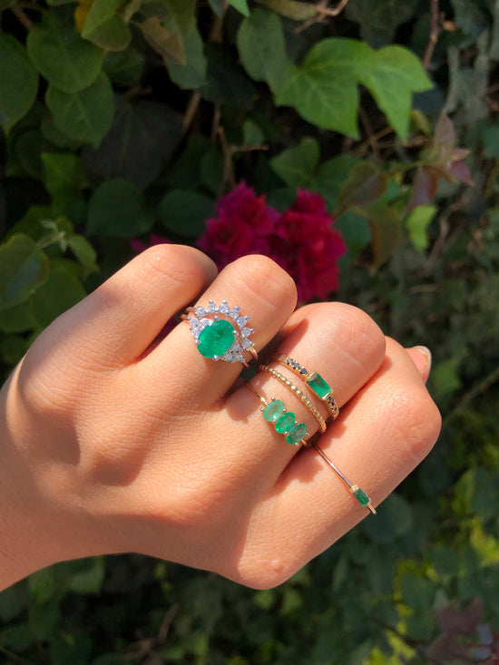 Oval Emerald Ring with Diamonds