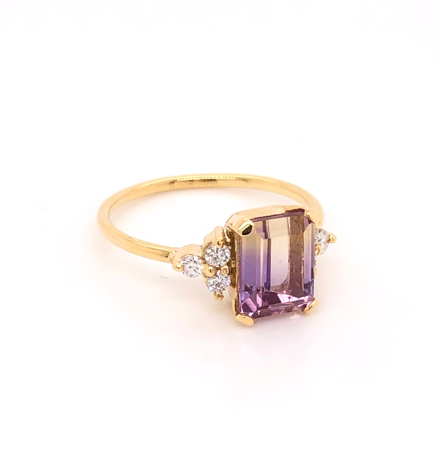 Ametrine Ring with Diamonds