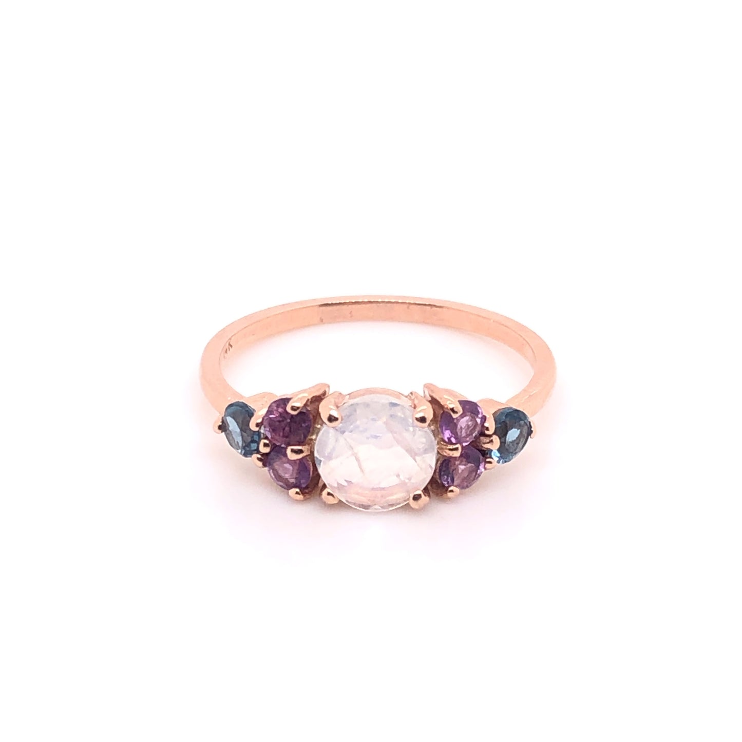 Anillo Moonstone con Amatistas y Topacio London Blue