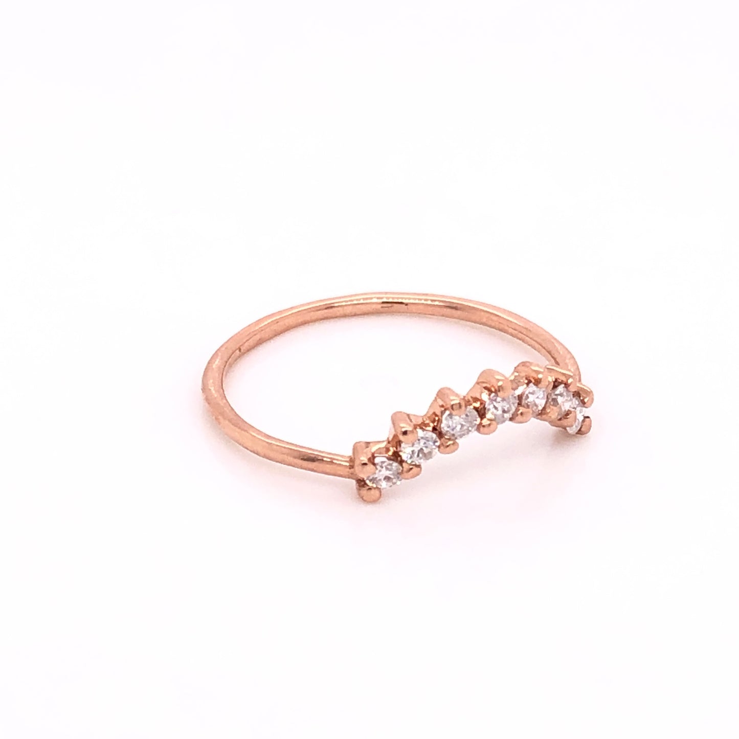 ENTREGA INMEDIATA / Anillo Corona Mijal con Diamantes Blancos / Oro rosa 14k / Talla 7