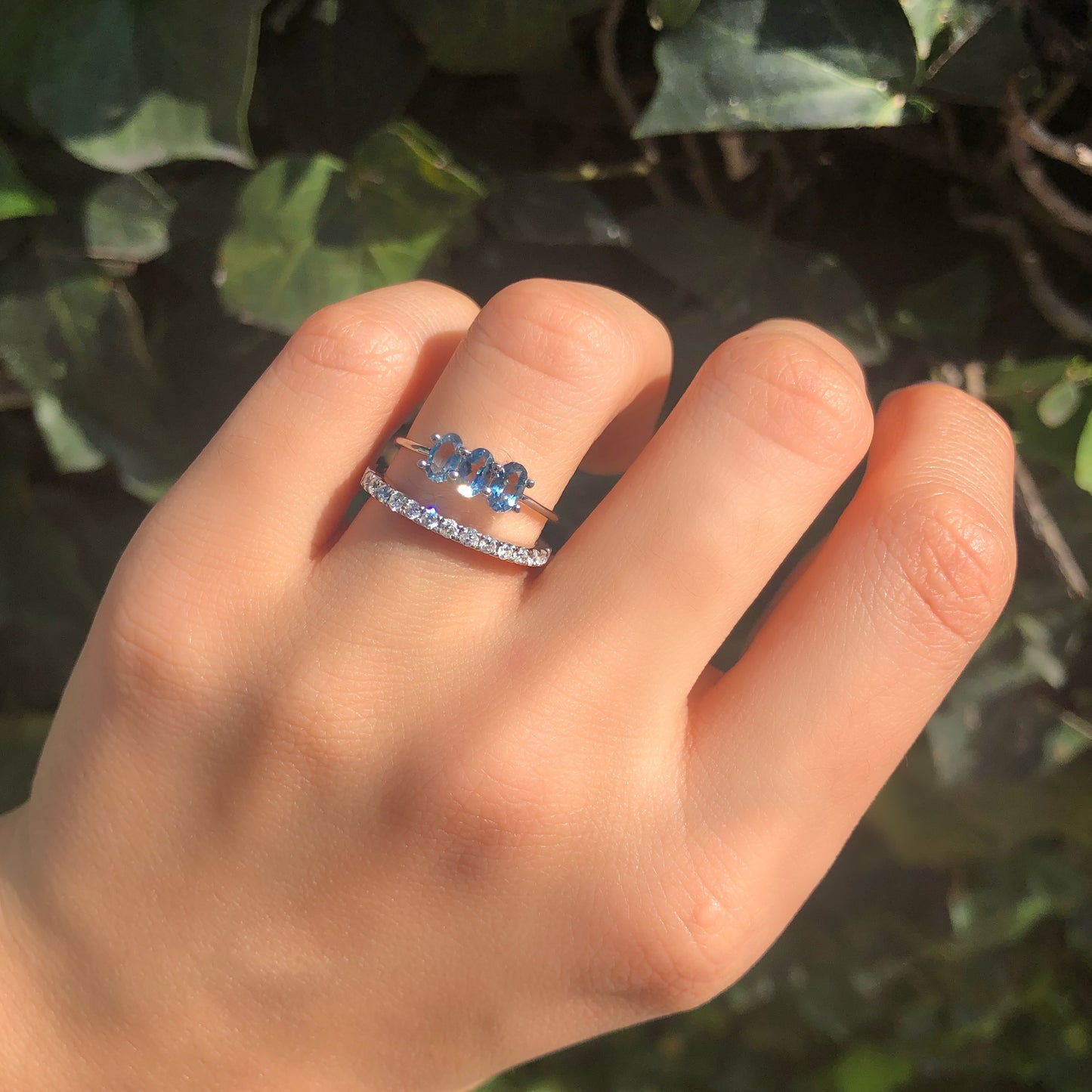 Soluna Ring with Intense Blue Aquamarine