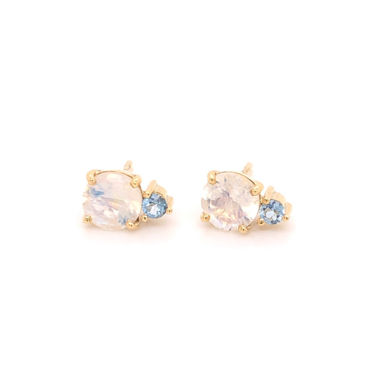 Moonstone Earrings with Aquamarine