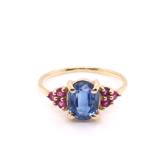 IMMEDIATE DELIVERY / Kyanite and Pink Sapphires Ring / 14k Yellow Gold / Size 7