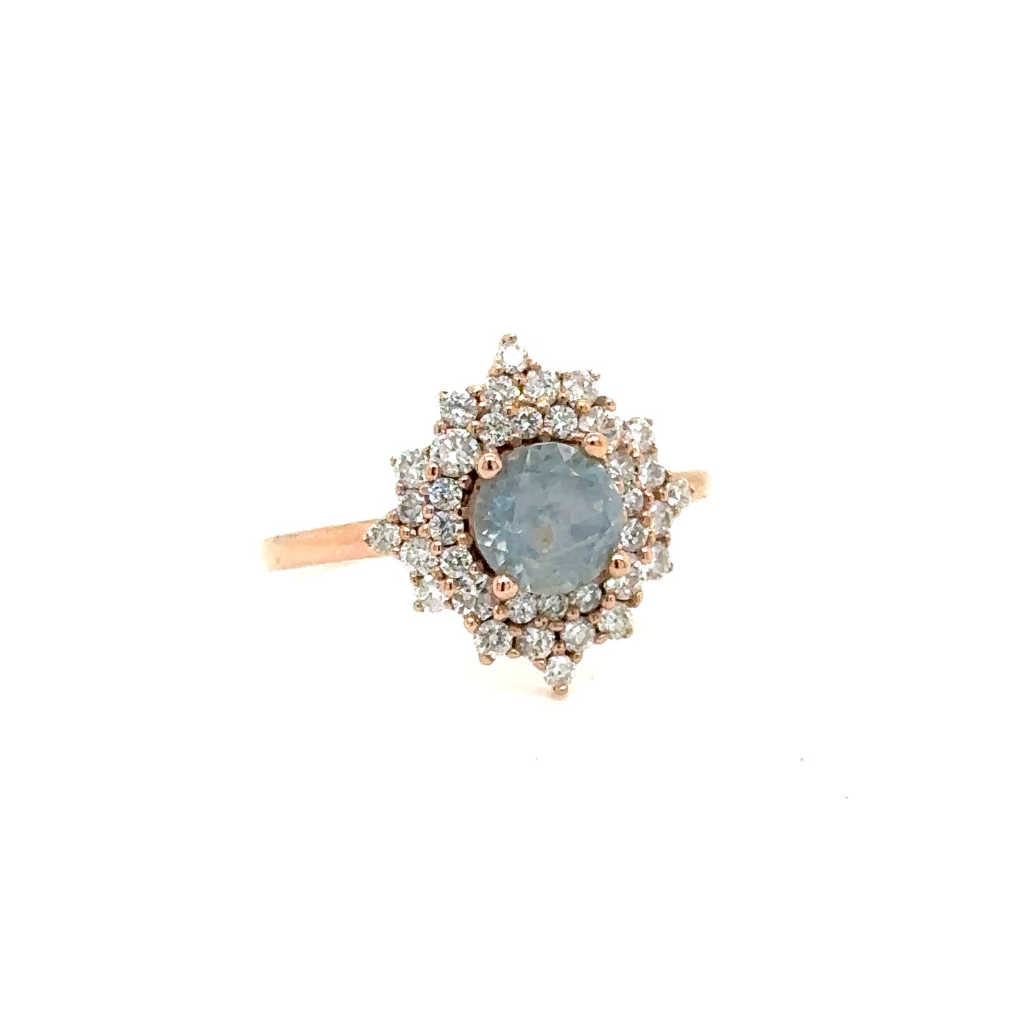 Opalescent 'Icy' Sapphire Ring with Diamonds