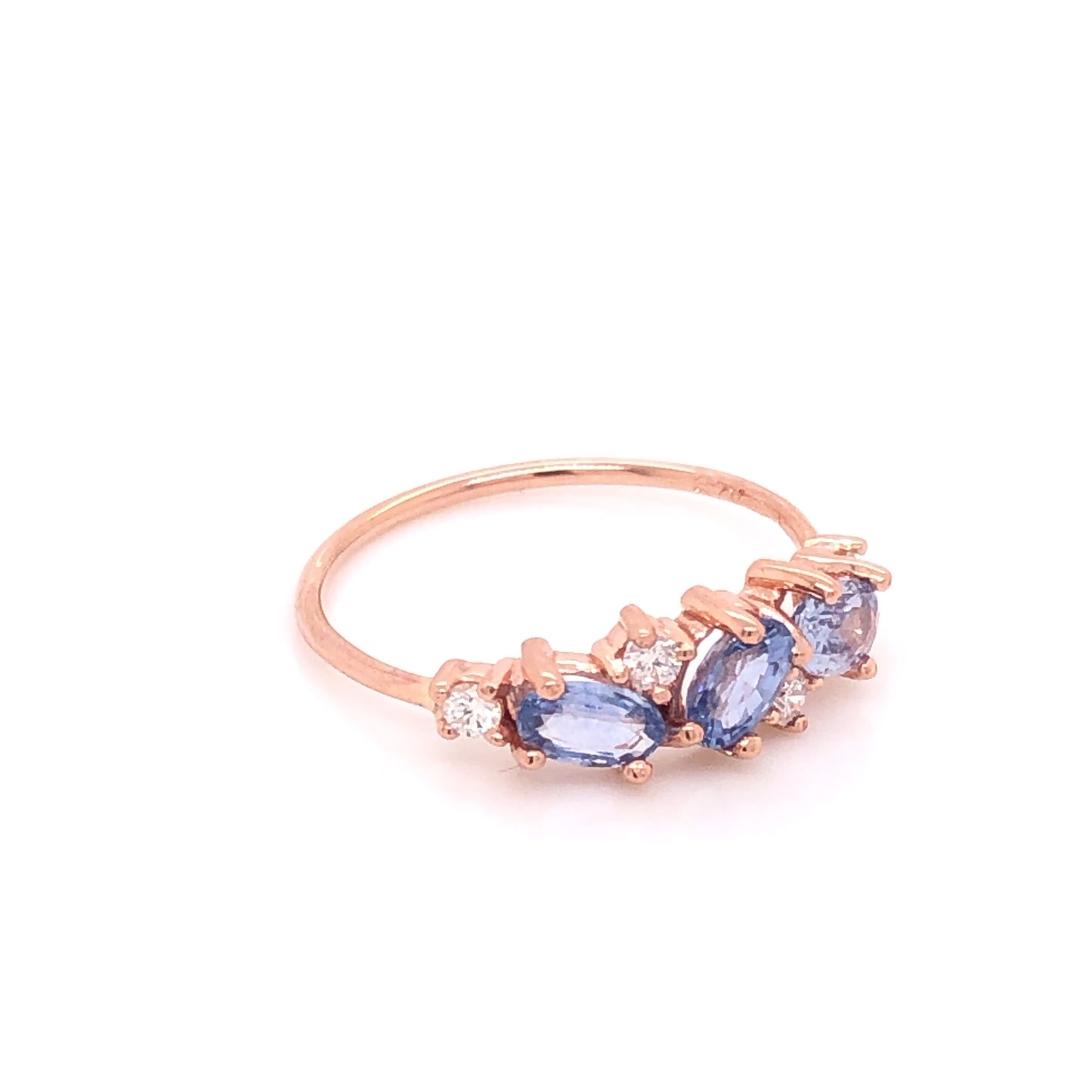 IMMEDIATE DELIVERY / Laura Baby Blue Sapphire Ring / 14k Rose Gold / Size 6