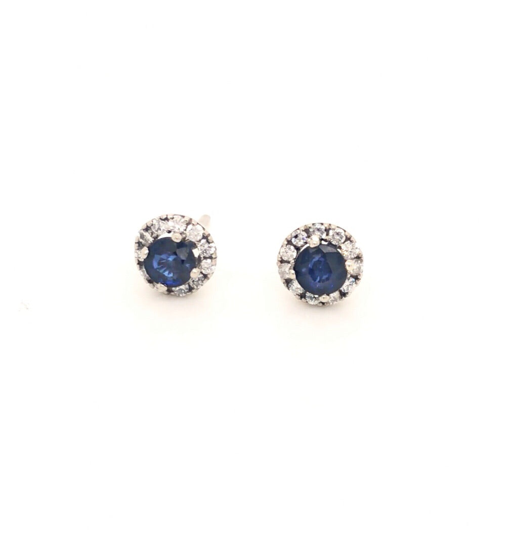 Beatríz Sapphire or Ruby Earrings with Diamond Halo