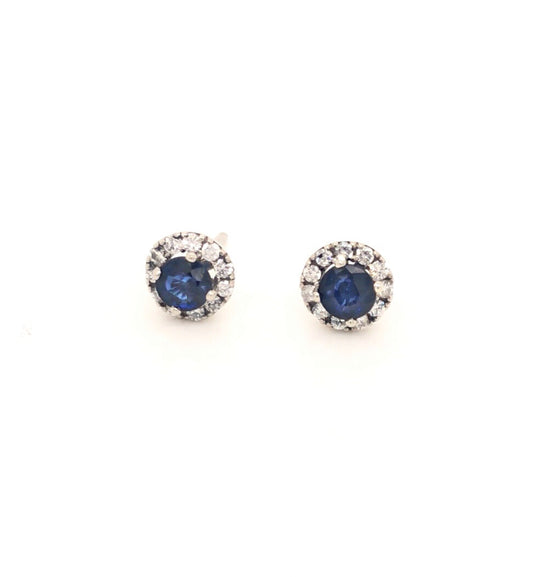 Load image into Gallery viewer, Beatríz Sapphire or Ruby Earrings with Diamond Halo
