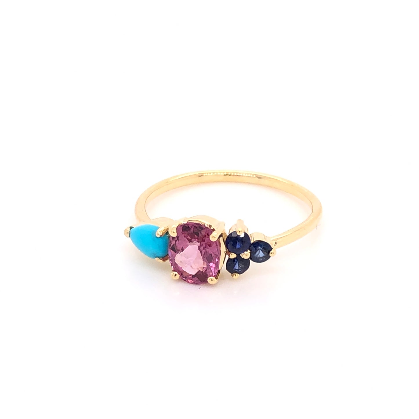 Garnet Ring with Turquoise and Blue Sapphire