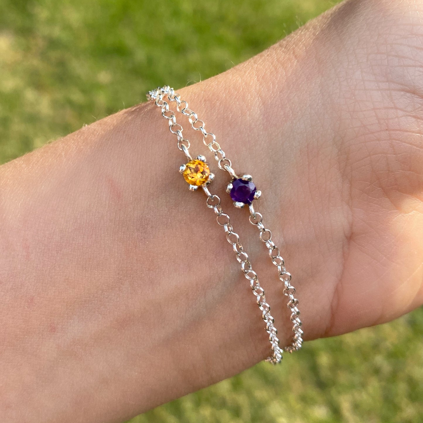 Silver Bracelet with Citrine for help to Ukraine