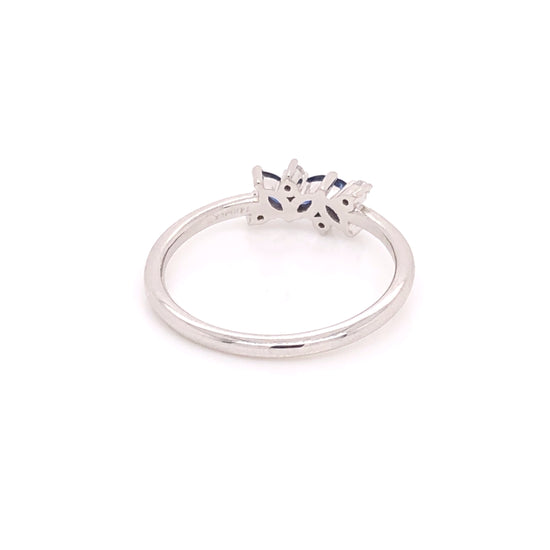 Marquis Sapphires Ring with Diamonds (single piece)