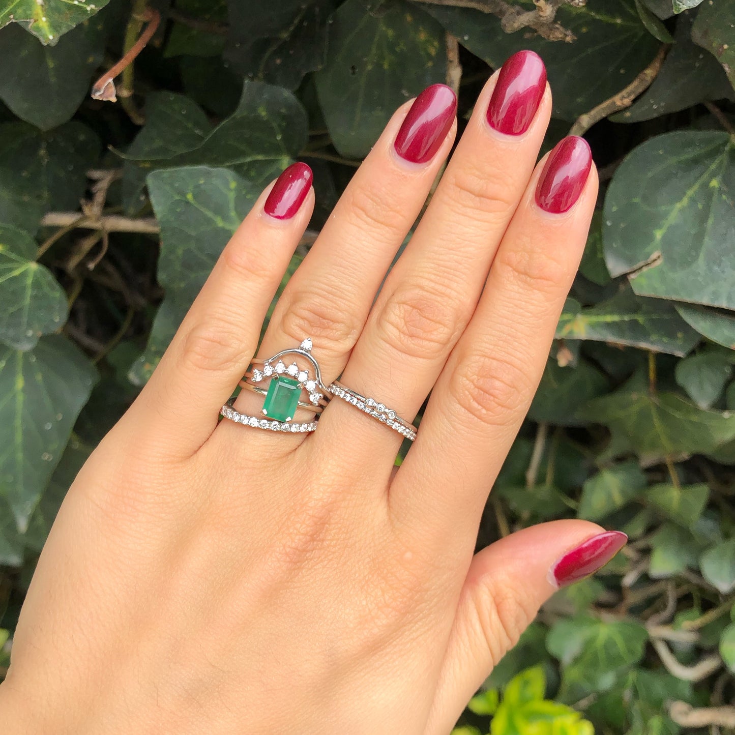 Emerald Solitaire Ring White Gold