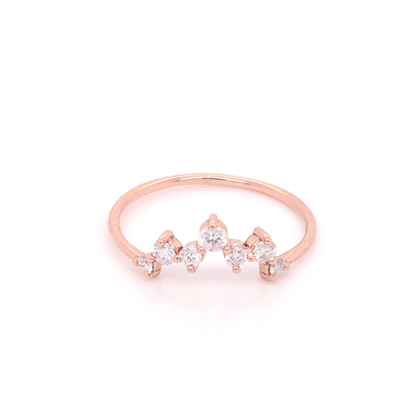 ENTREGA INMEDIATA / Anillo Carlota de Diamantes / Oro Rosa 14k / Talla 4.5