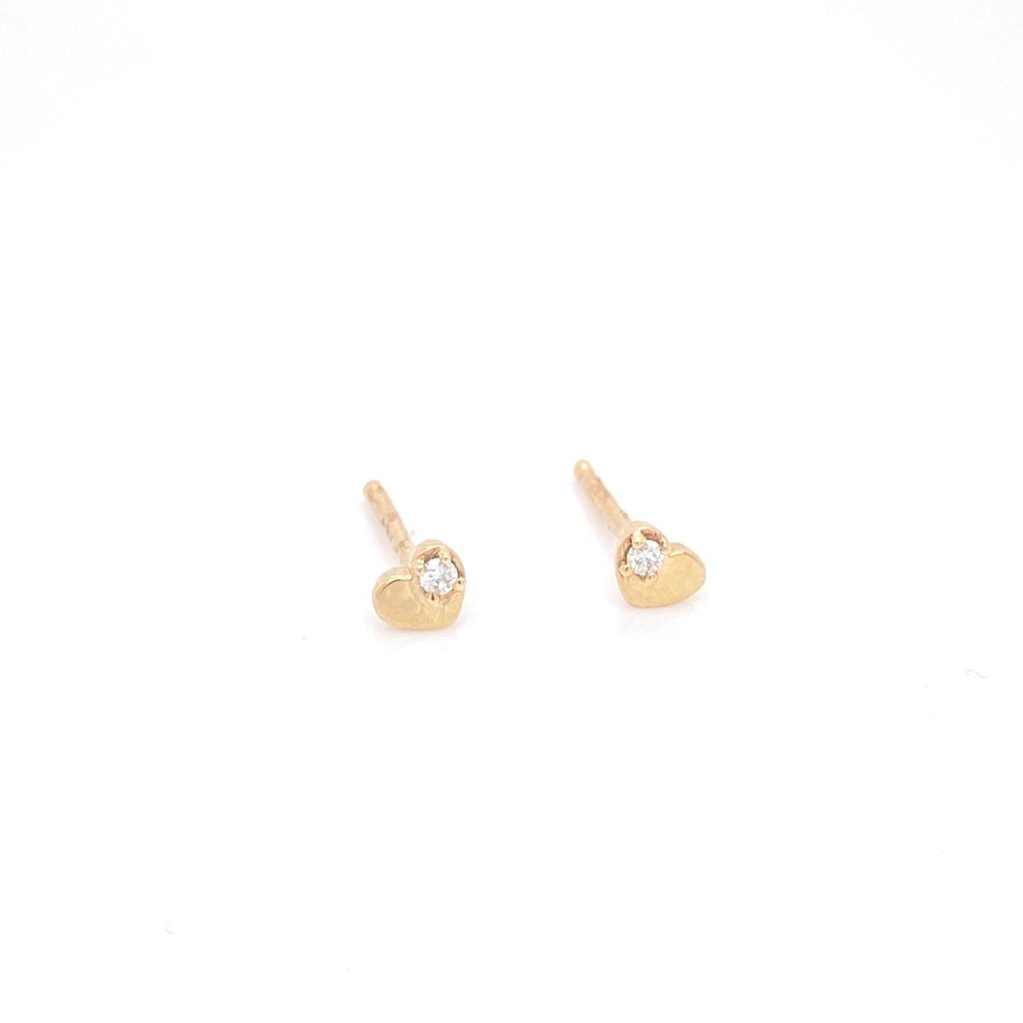 Mini Heart Earrings with Diamond (Pair)