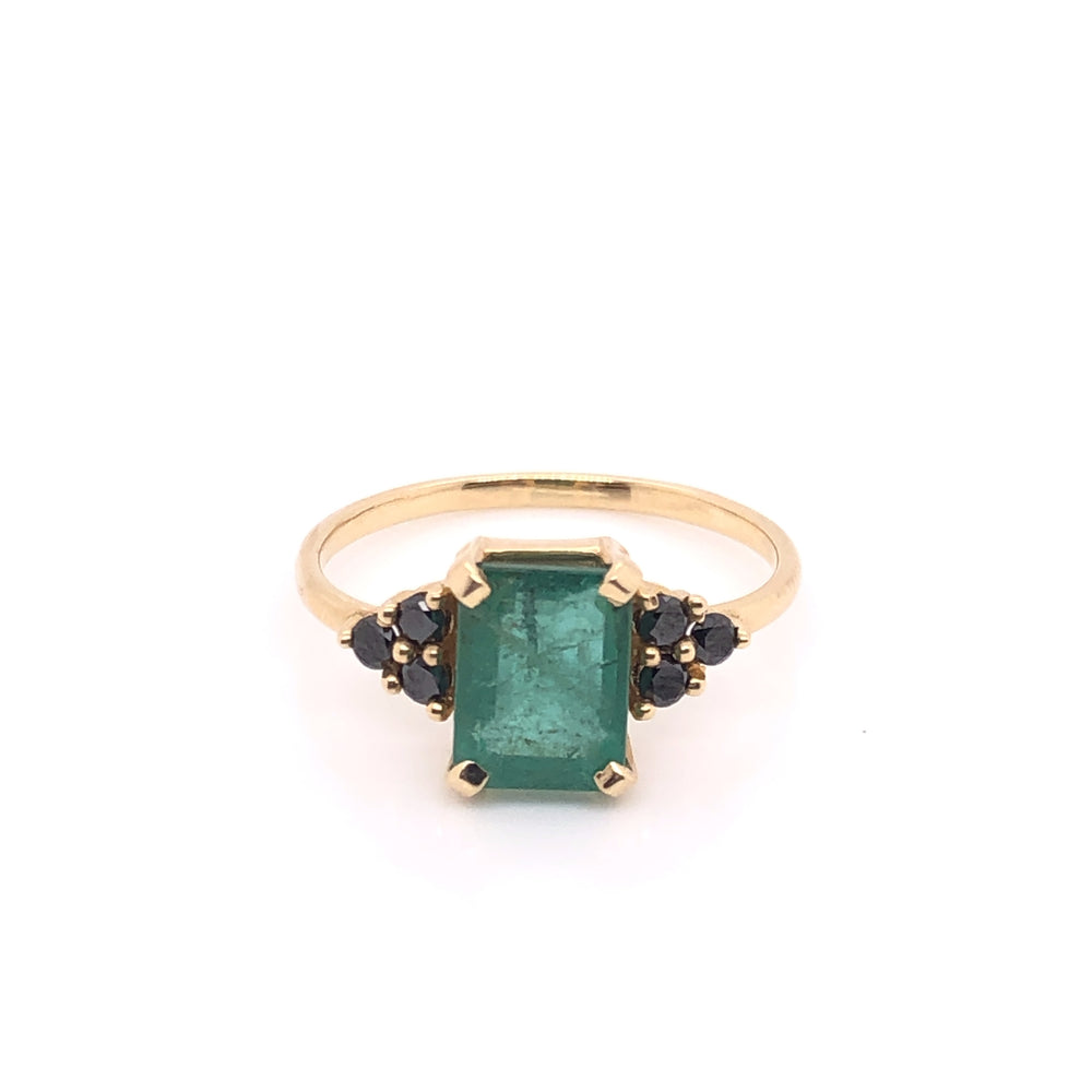 Emerald Ring with Black Diamonds (single piece)