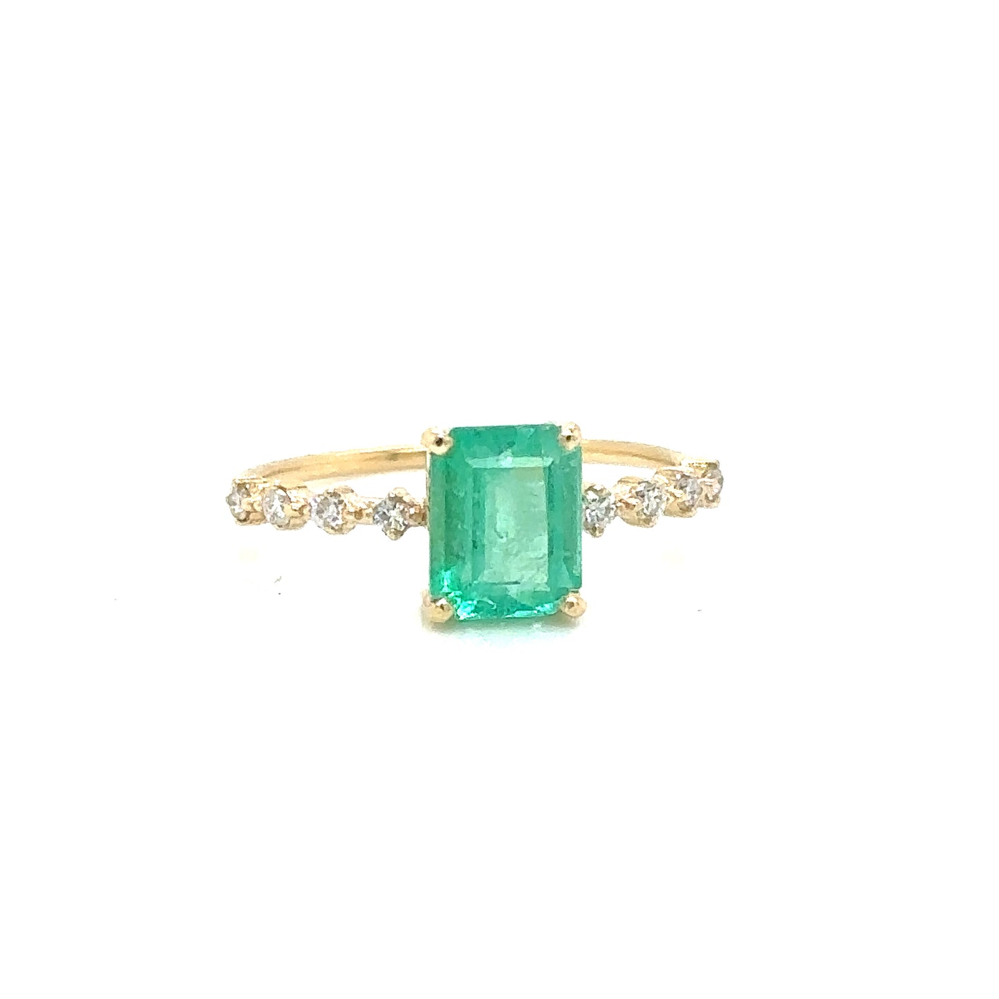 ENTREGA INMEDIATA / PIEZA ÚNICA / Anillo de Esmeralda con banda de diamantes espaciados