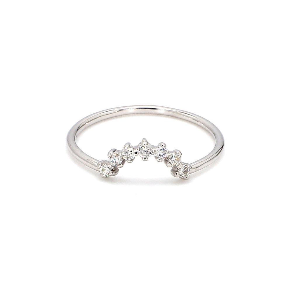 ENTREGA INMEDIATA / Anillo Corona Mila con Diamantes blancos  / Oro blanco 14k / Talla 6.5