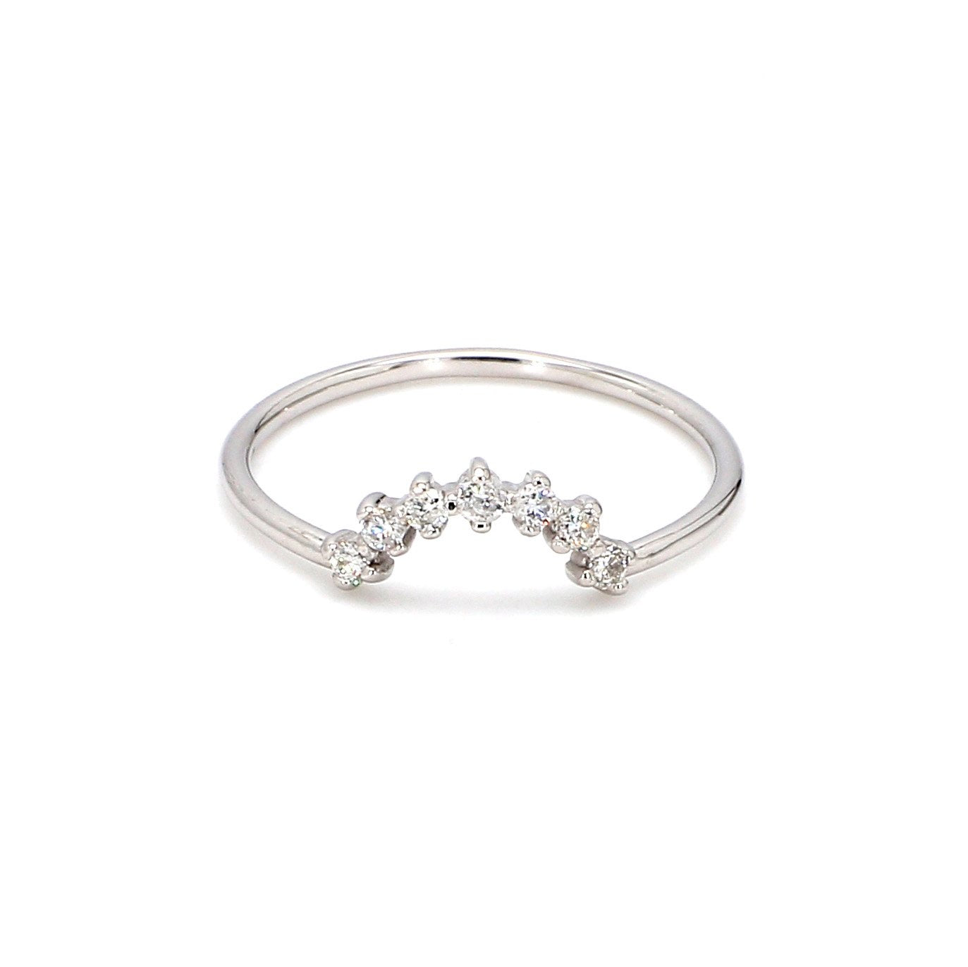 IMMEDIATE DELIVERY / Corona Mila Ring with white Diamonds / 14k white gold / Size 6.5