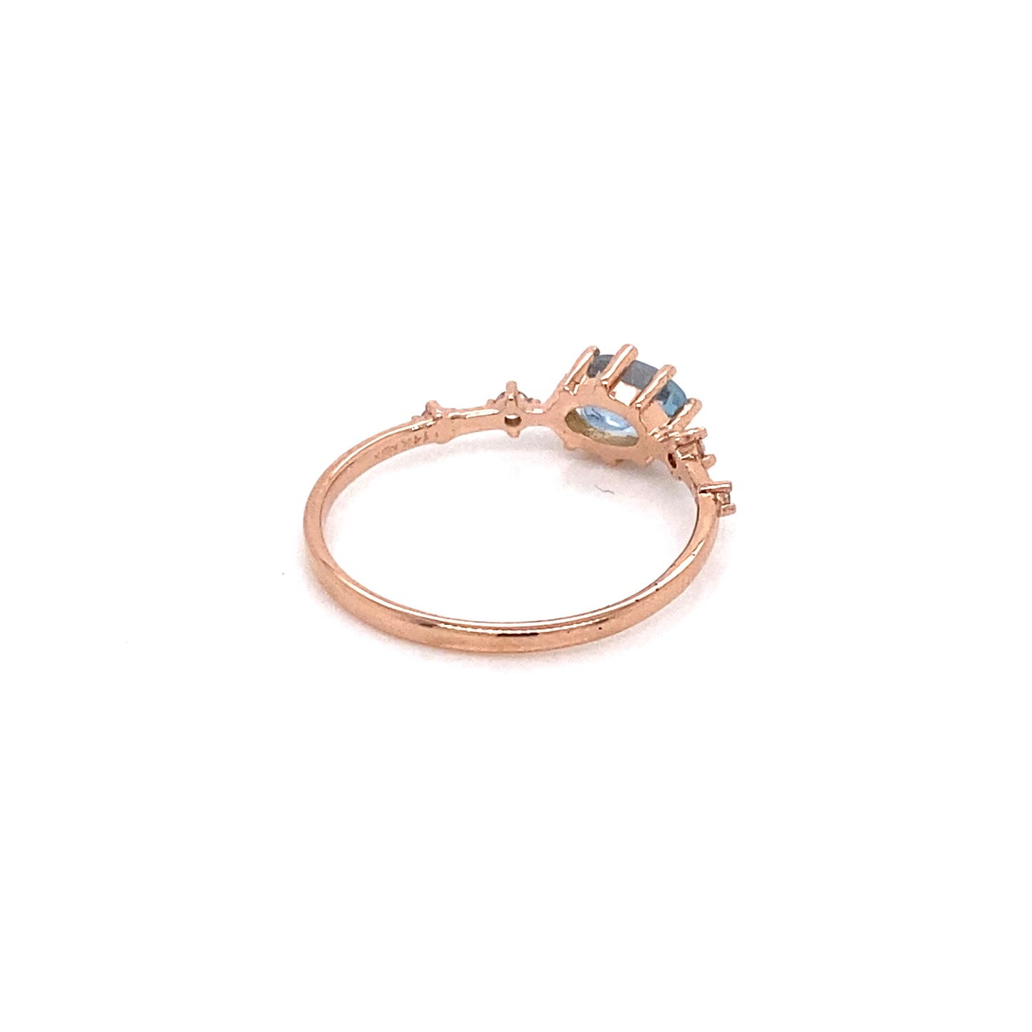 IMMEDIATE DELIVERY / Horizontal Aquamarine ring with diamonds (single piece)