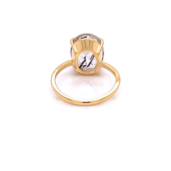 IMMEDIATE DELIVERY / Oval Rutilated Quartz Ring / 14k Yellow Gold / Size 7