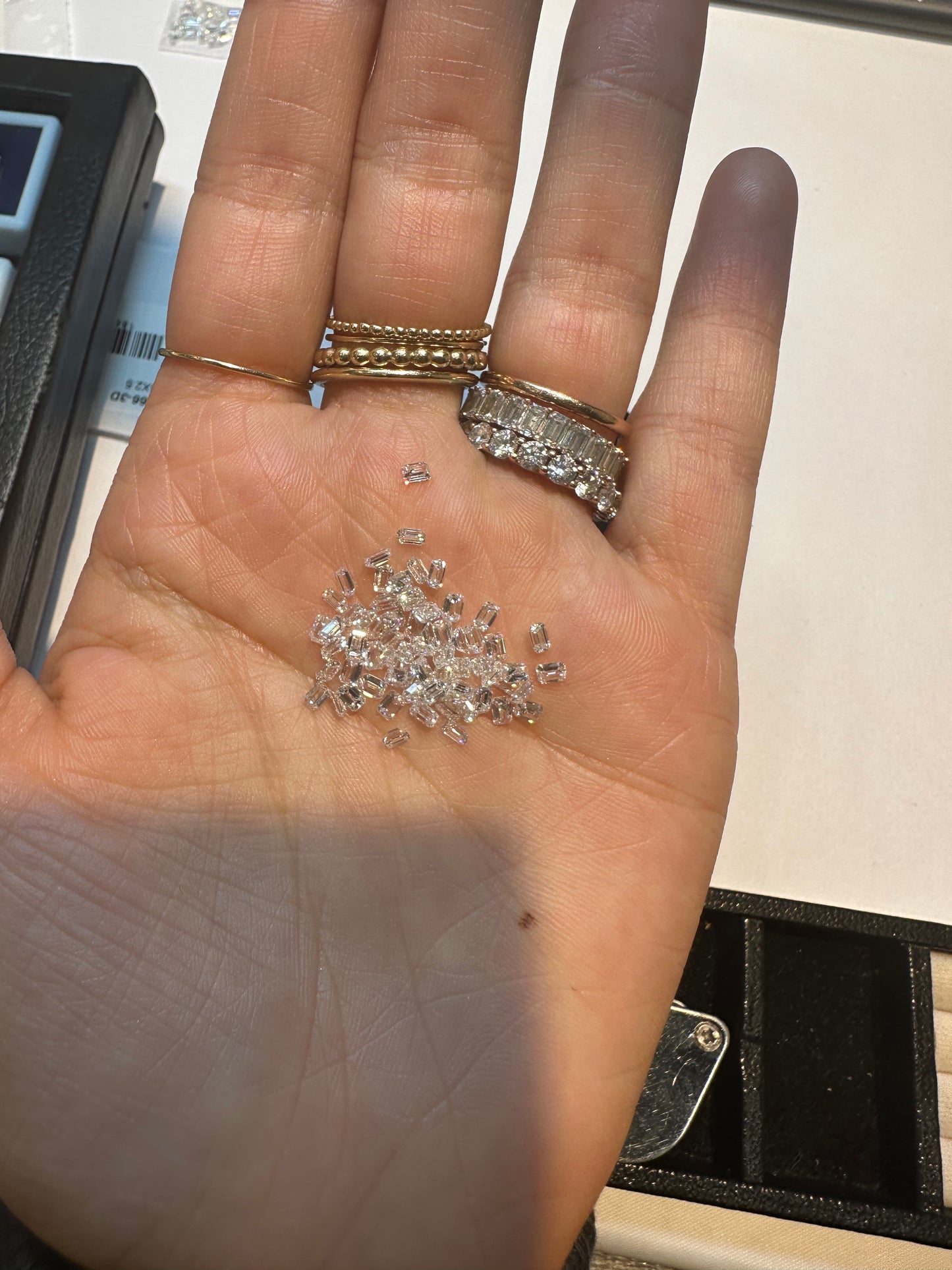 Media Churumbela diamantes corte esmeralda 0.10ct cada uno