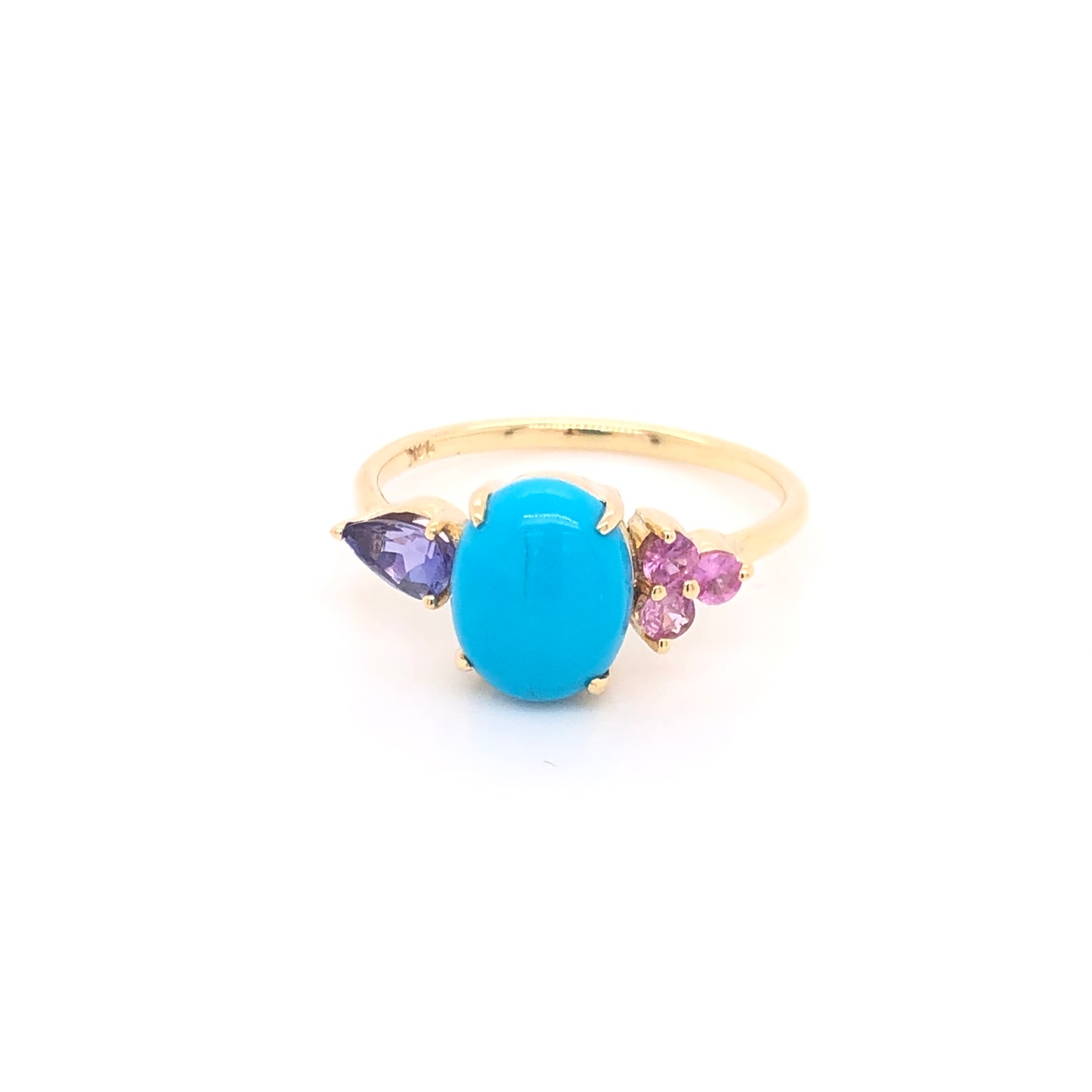 Anillo de Turquesa con Tanzanita y Zafiro Rosa