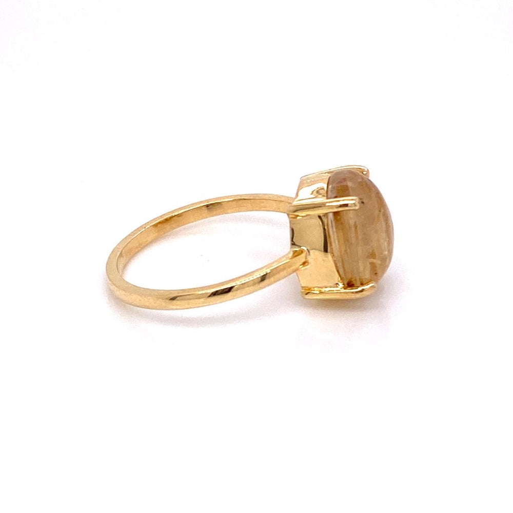 
                      
                        ENTREGA INMEDIATA / Anillo Cuarzo Rutilado Oval Dorado / Oro amarillo 14k / Talla 6
                      
                    
