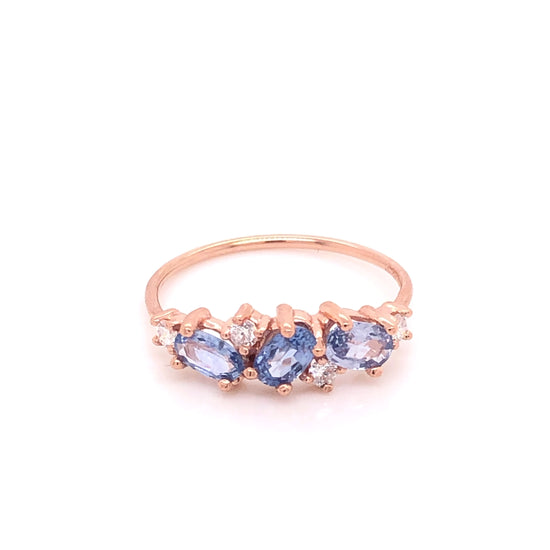 IMMEDIATE DELIVERY / Laura Baby Blue Sapphire Ring / 14k Rose Gold / Size 6